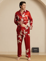 [Wijn] SilkSilky-NL Long Sleeve Notch Collar Heren Pyjama Set 008
