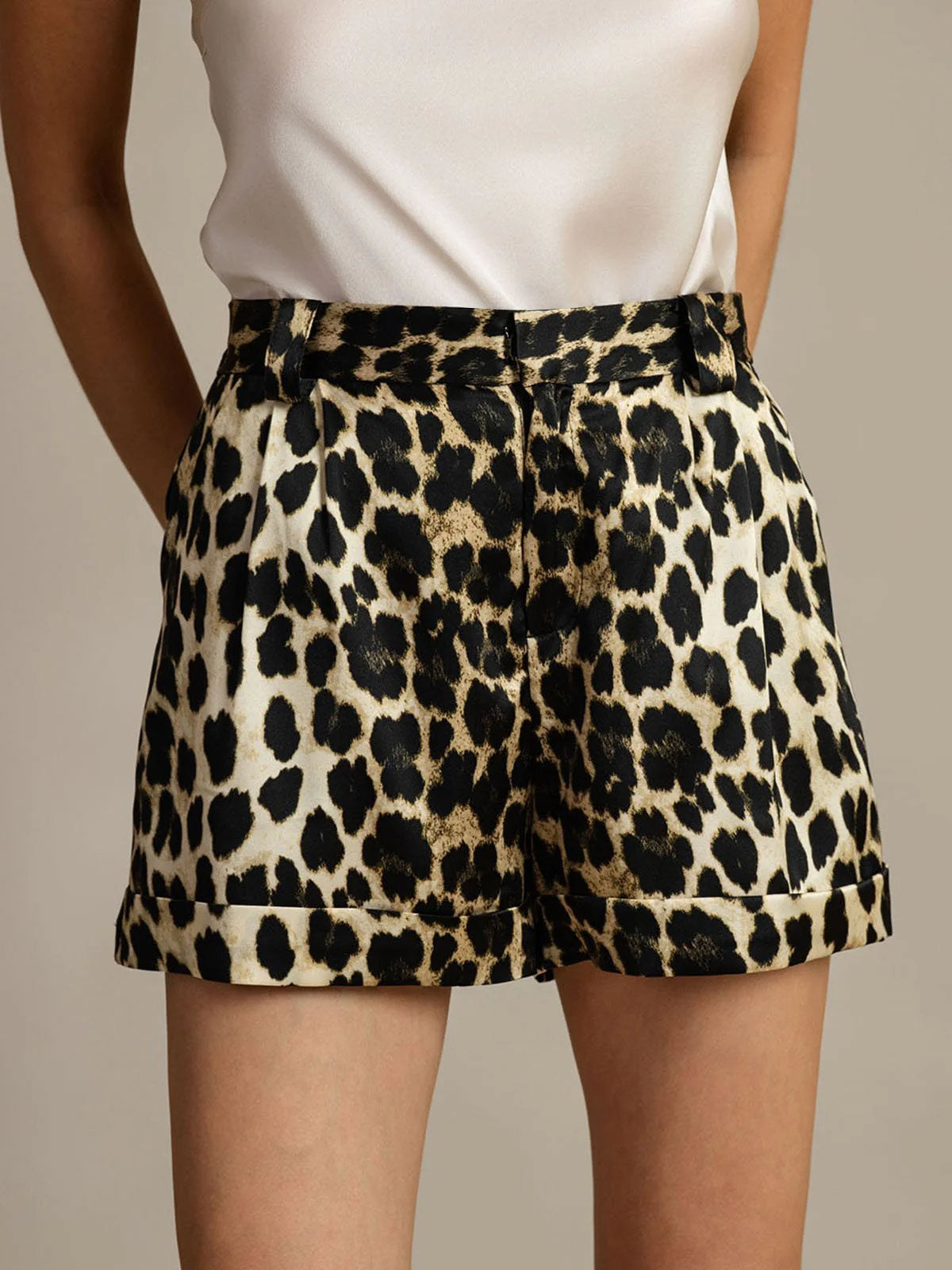 [Leopard] SilkSilky-NL 19Momme Zijde Womens Shorts 004