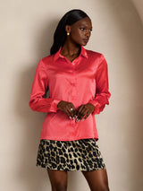 [Keizerlijk Rood] SilkSilky-NL 19Momme Lange Mouw Reverskraag Dames Blouse 006