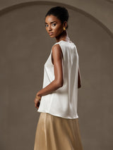 [Wit] SilkSilky-NL Sleeveless Round Neck Cami-Top 004