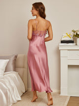 [Bleek Mauve] SilkSilky-NL Pure Silk Diepe V-Hals Nachthemd 002