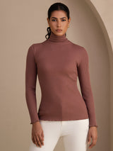 [Cameo Roze] SilkSilky-NL Long Sleeve Turtle Neck Dames T-Shirt 001