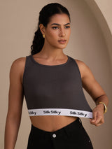 [Grijs] SilkSilky-NL Sleeveless Crew Neck Cami-Top 003
