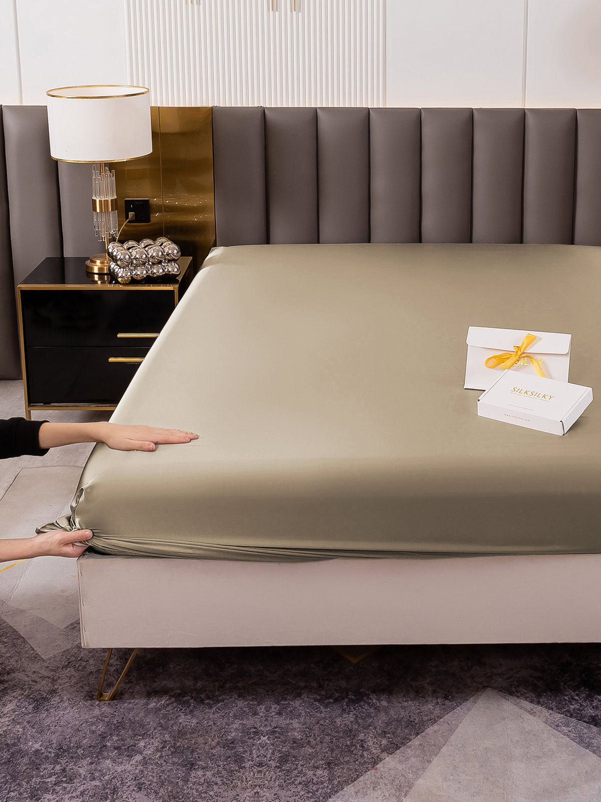 [Khaki] SilkSilky-NL 19Momme Sheet 005