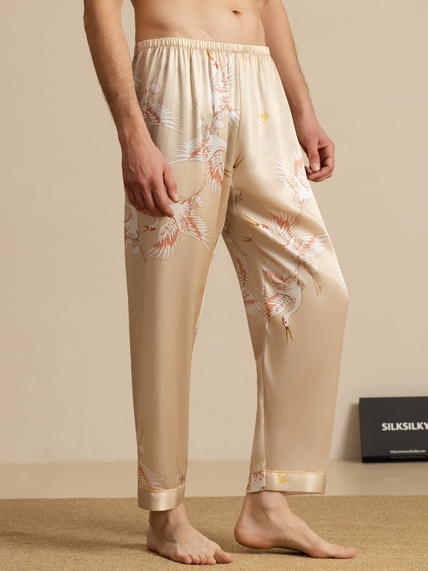 [Champagne] SilkSilky-NL 19Momme Mens Sleep Bottoms 003