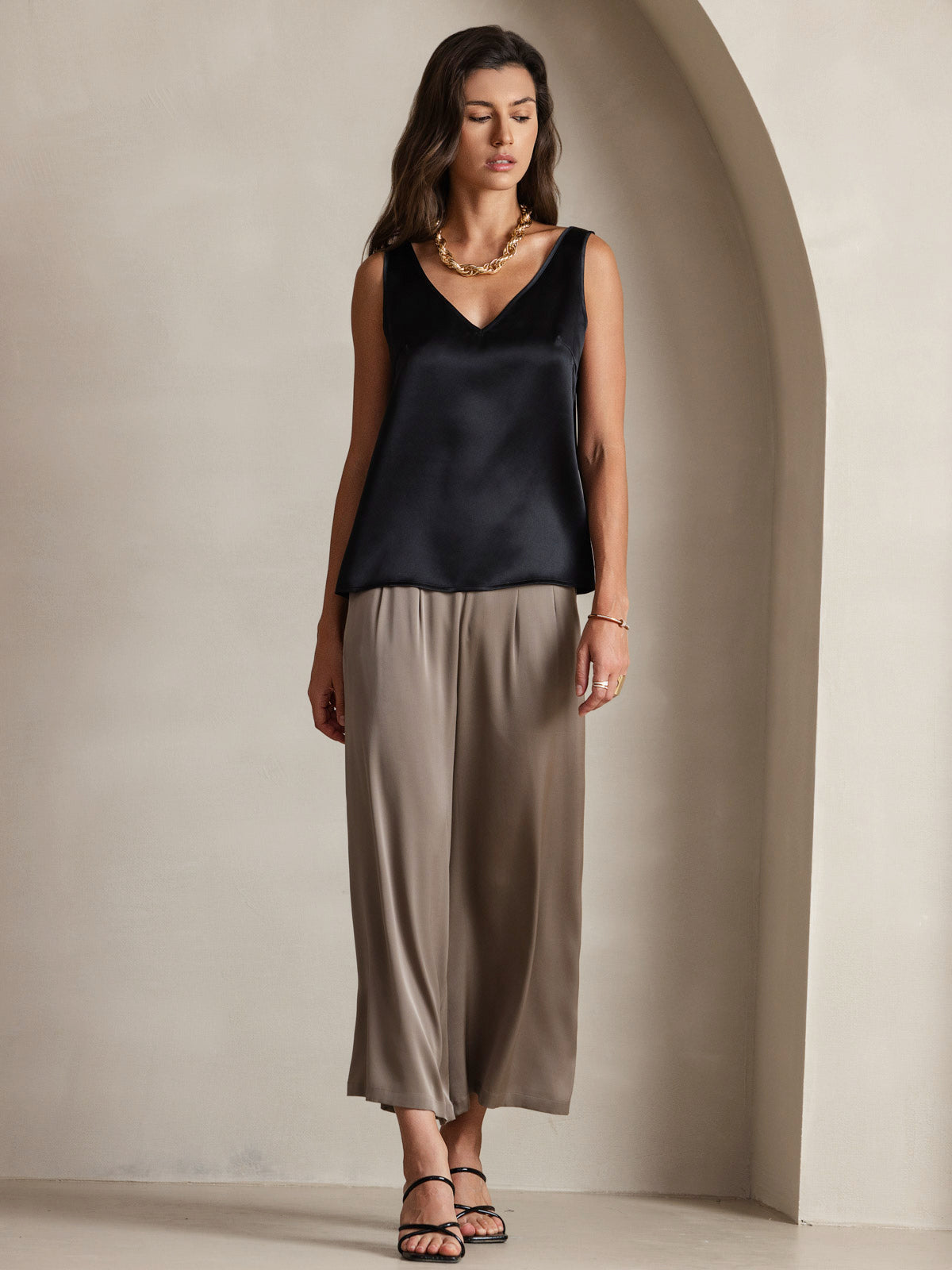 [Zwart] SilkSilky-NL 19Momme Zijde Camisoles 009
