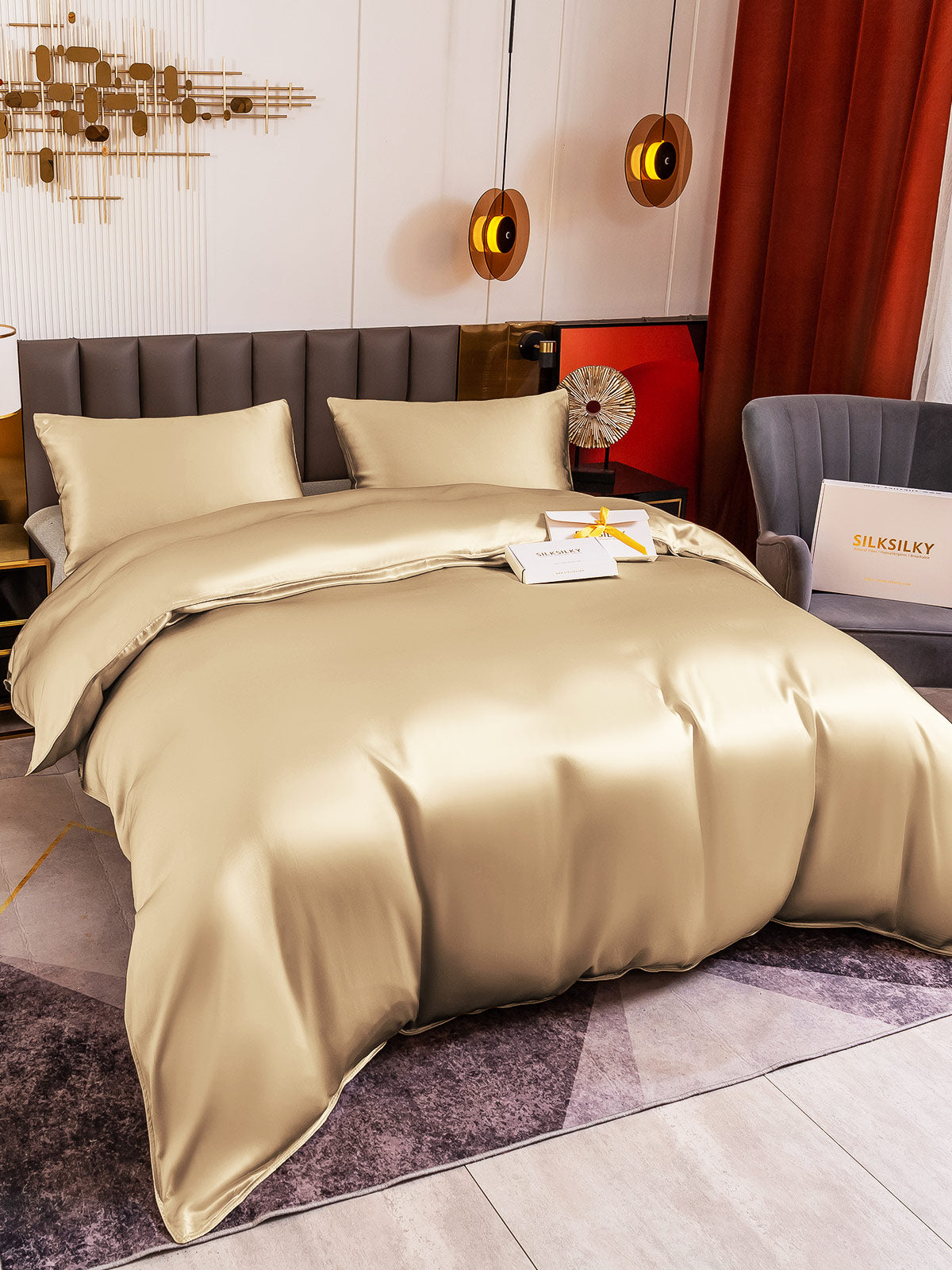 [Beige] SilkSilky-NL 19Momme Bedding Set 004