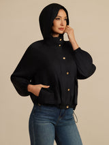 [Zwart] SilkSilky-NL Lange Mouw Hoge Hals Dames Bovenkleding 001