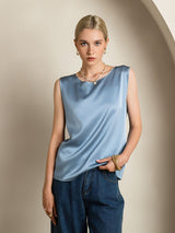 [Grijsachtig Blauw] SilkSilky-NL Sleeveless Round Neck Cami-Top 001