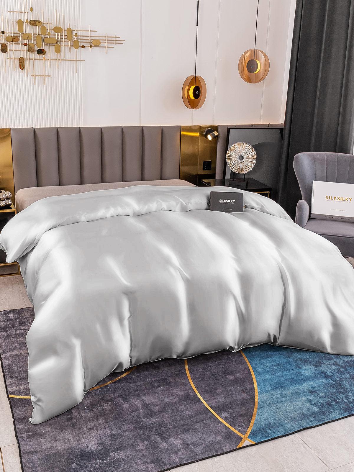 SilkSilky NL 19Momme Pure Silk Duvet Cover Zilver 002