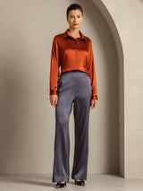 [Karamel] SilkSilky-NL Long Sleeve Lapel Collar Dames Blouse 008