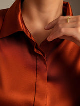 [Karamel] SilkSilky-NL Long Sleeve Lapel Collar Dames Blouse 006