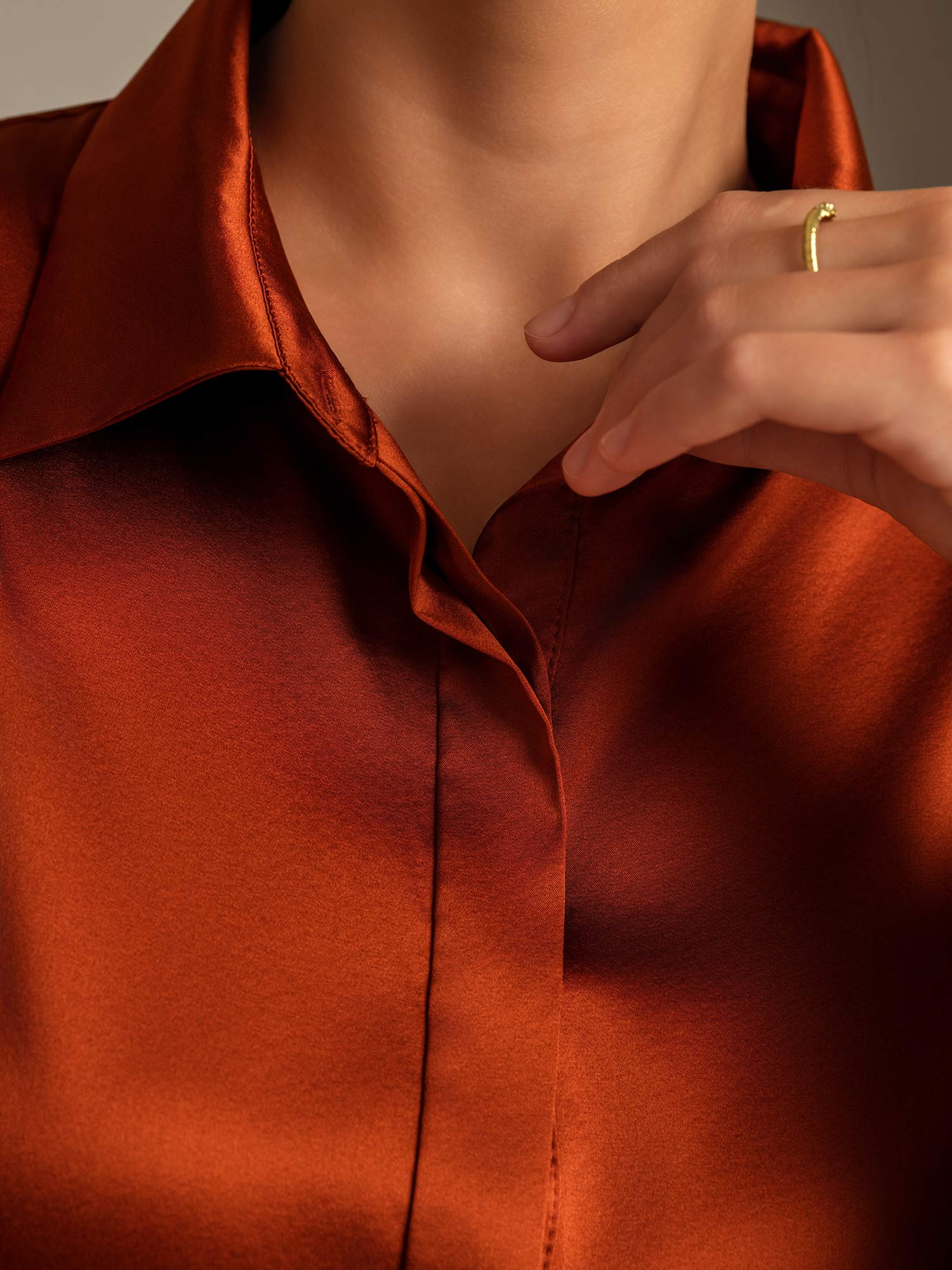 [Karamel] SilkSilky-NL 19Momme Zijde Kraag Dames Blouse 006