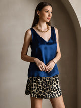 [Donkerblauw] SilkSilky-NL Sleeveless V Neck Cami-Top 006