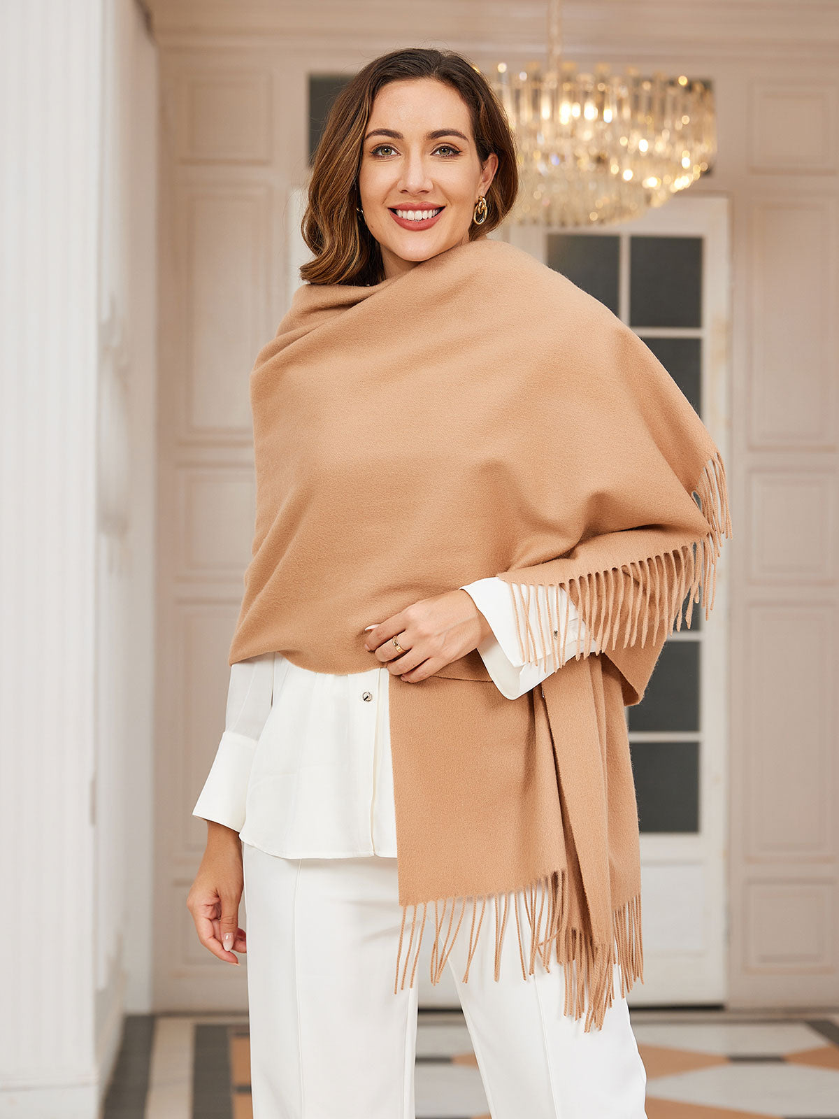 [Tan] SilkSilky-NL Wol Scarf 003