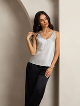 [Zilver] SilkSilky-NL Sleeveless V Neck Cami-Top 007