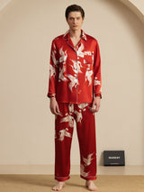 [Wijn] SilkSilky-NL Long Sleeve Notch Collar Heren Pyjama Set 003