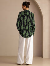 [Zwart Mos] SilkSilky-NL Long Sleeve Lapel Collar Blouse 002