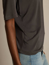 [Grijs] SilkSilky-NL Korte Mouw V Hals Dames T-Shirt 005