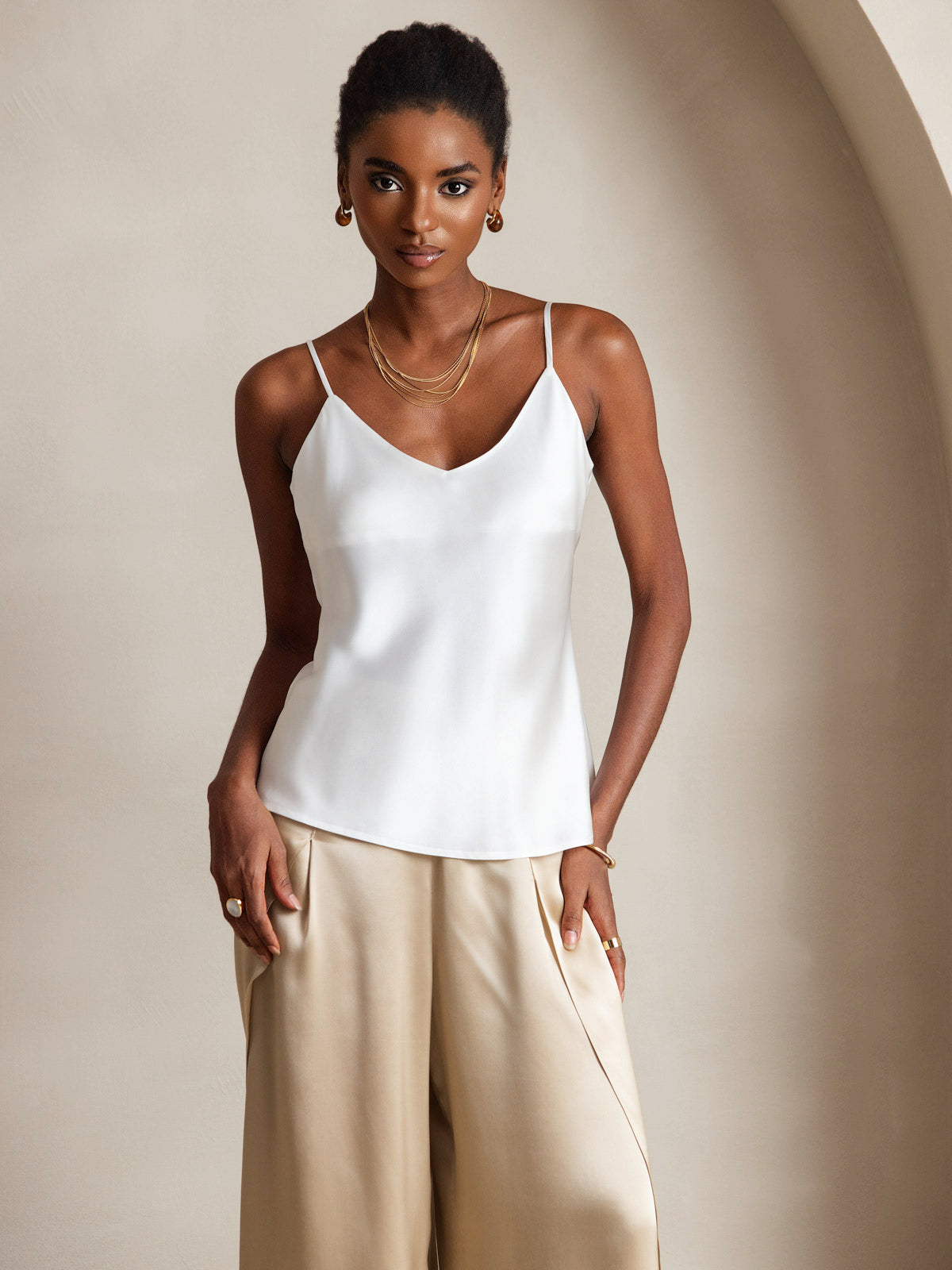 [Wit] SilkSilky-NL V-Hals Cami-Top 001
