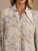 [Salie Bloem] SilkSilky-NL Long Sleeve Lapel Collar Blouse 005