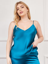 [Koningsblauw] SilkSilky-NL Spaghetti Bandjes V Hals Grote maten Cami-Top 003