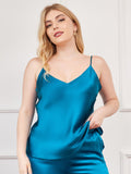 SilkSilky-NL Diepe V-Hals Grote maten Cami-Top Koningsblauw 003