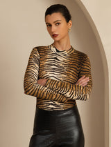 [Tijger] SilkSilky-NL Lange Mouw Col Montant Dames T-Shirt 004