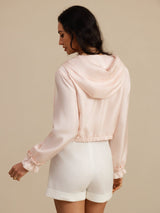 [Roze] SilkSilky-NL 18Momme Lange Mouw Hoge Hals Dames Bovenkleding 002