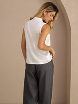 [Wit] SilkSilky-NL Sleeveless Tie Neck Cami-Top 002