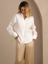 [Wit] SilkSilky-NL Long Sleeve Split Blouse 001