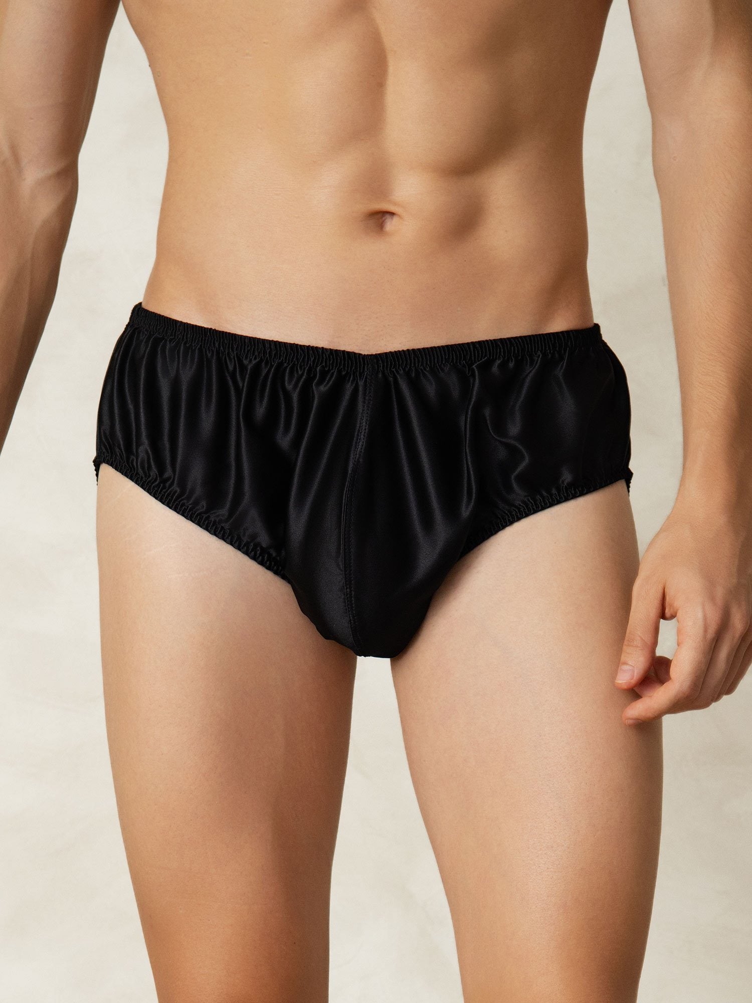 [Zwart] SilkSilky-NL Zijde Mens Underwear 001