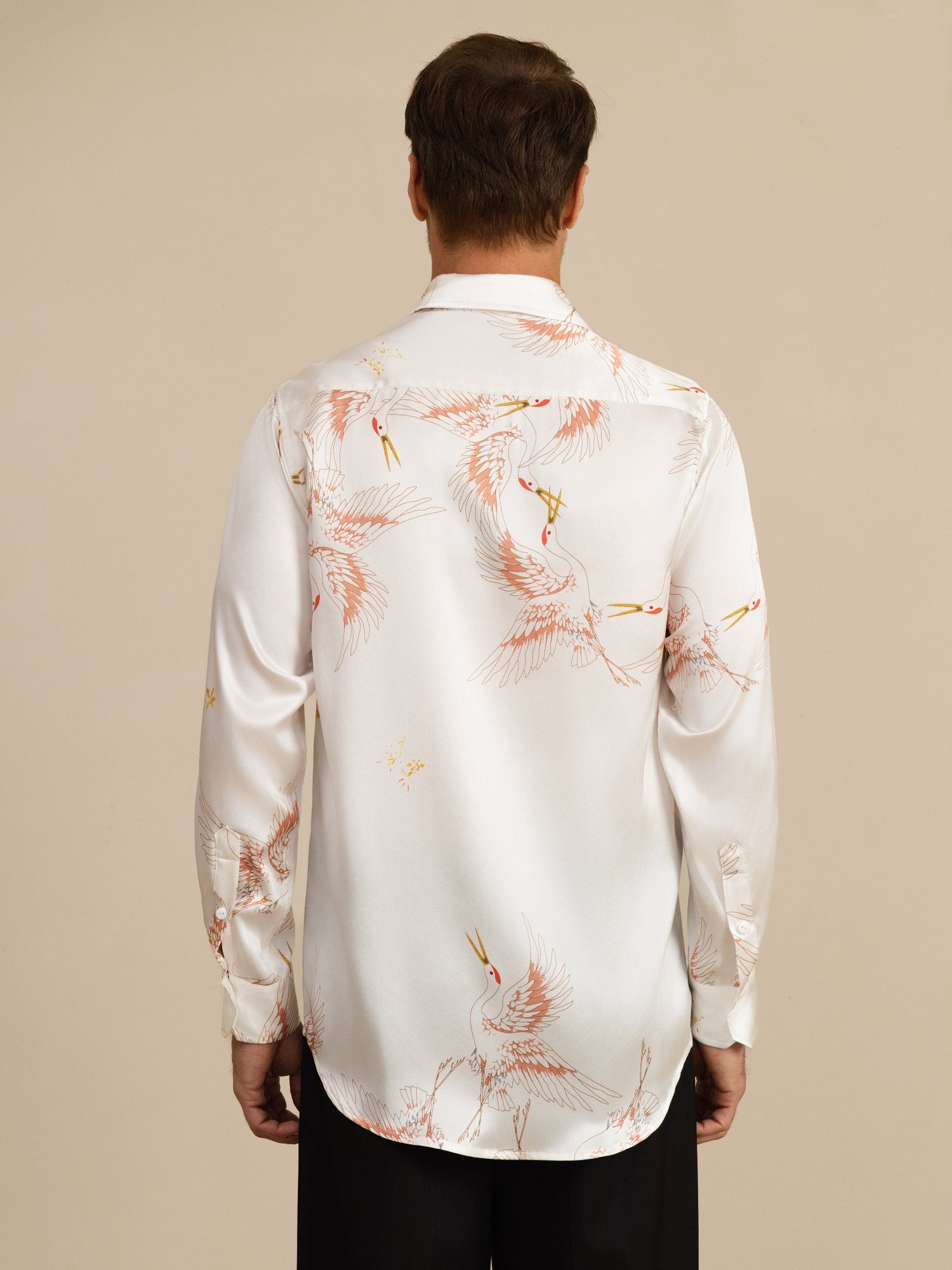 [Wit] SilkSilky-NL 19Momme Lange Mouw Reverskraag Heren Shirt 002