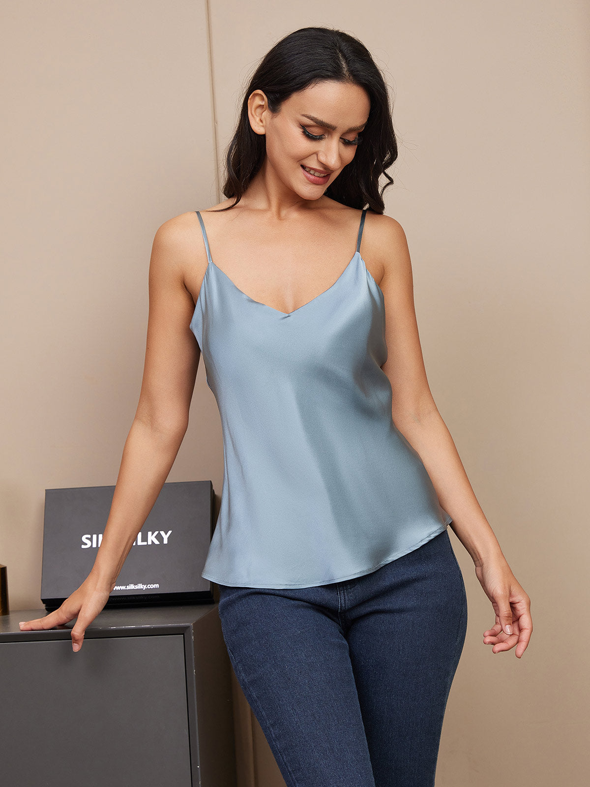 [Grijsachtig Blauw] SilkSilky-NL Camisoles 004