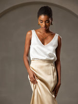 [Wit] SilkSilky-NL Sleeveless V Neck Cami-Top 005