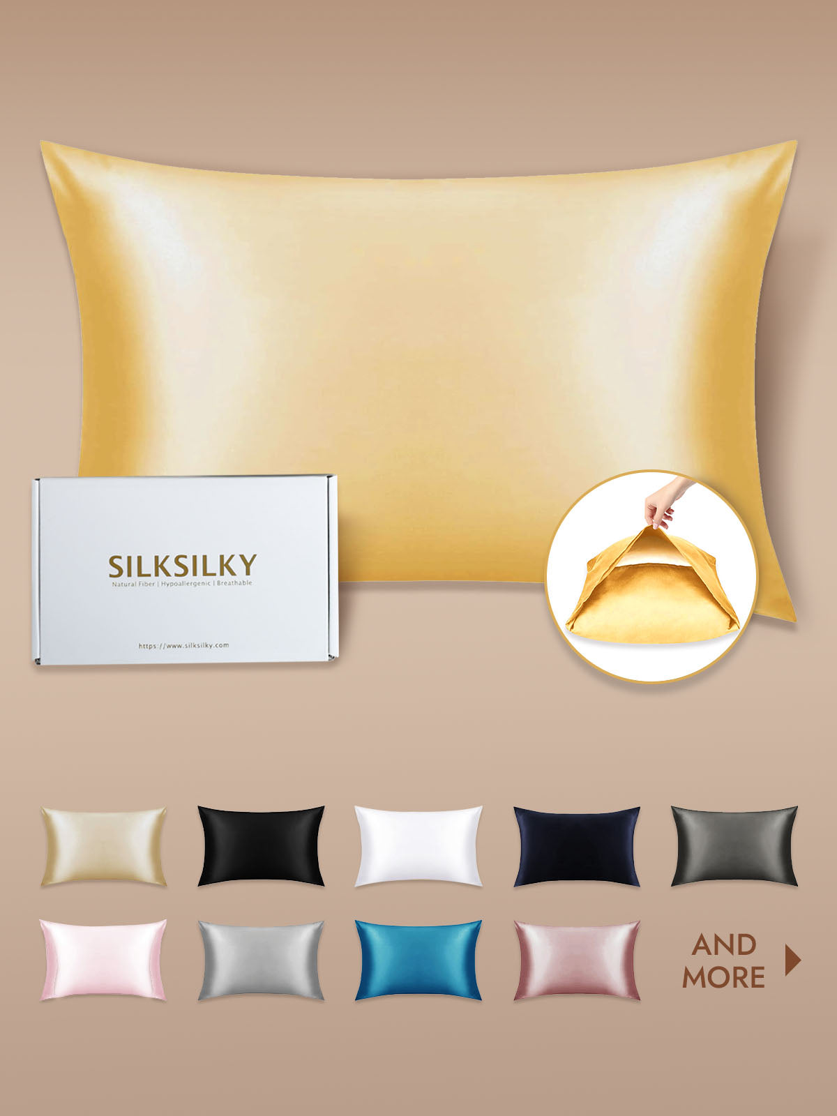 [Champagne] SilkSilky-NL 22Momme Pillowcase 001