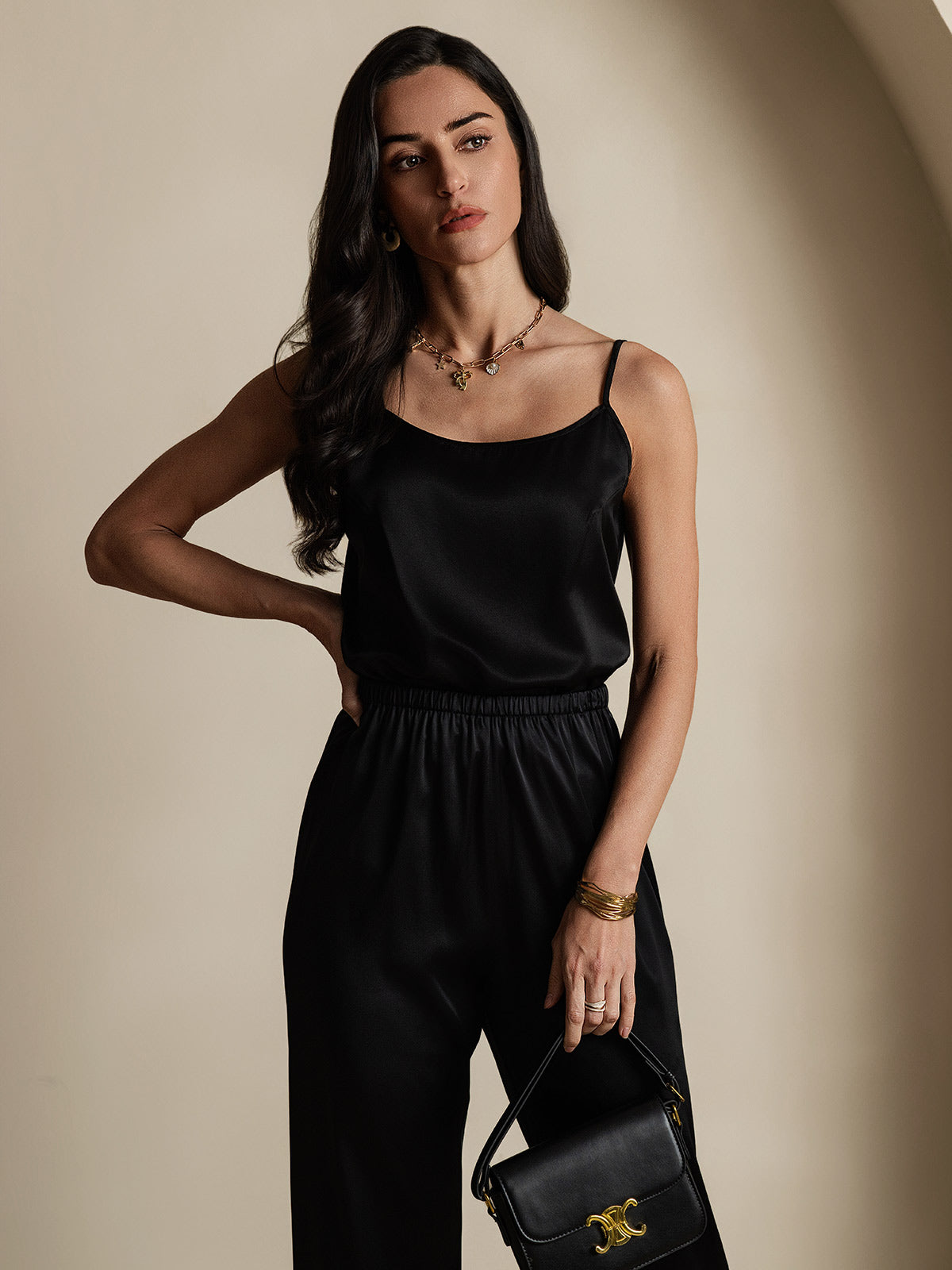 [Zwart] SilkSilky-NL 19Momme Zijde Camisoles 003