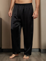 [Zwart] SilkSilky-NL Pure Silk Mens Sleep Bottoms 001