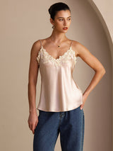 [Roze] SilkSilky-NL Spaghetti Strap V Neck Cami-Top 001