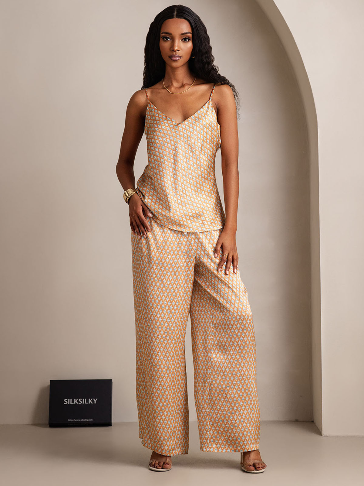 [Floral] SilkSilky-NL V-Hals Cami-Set 003