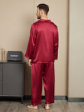 SilkSilky NL Pure Silk Lange Mouw Mens Pajamas Wijn 002