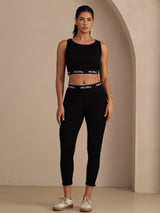 [Zwart] SilkSilky-NL Sleeveless Crew Neck Women's Outfit Sets 001