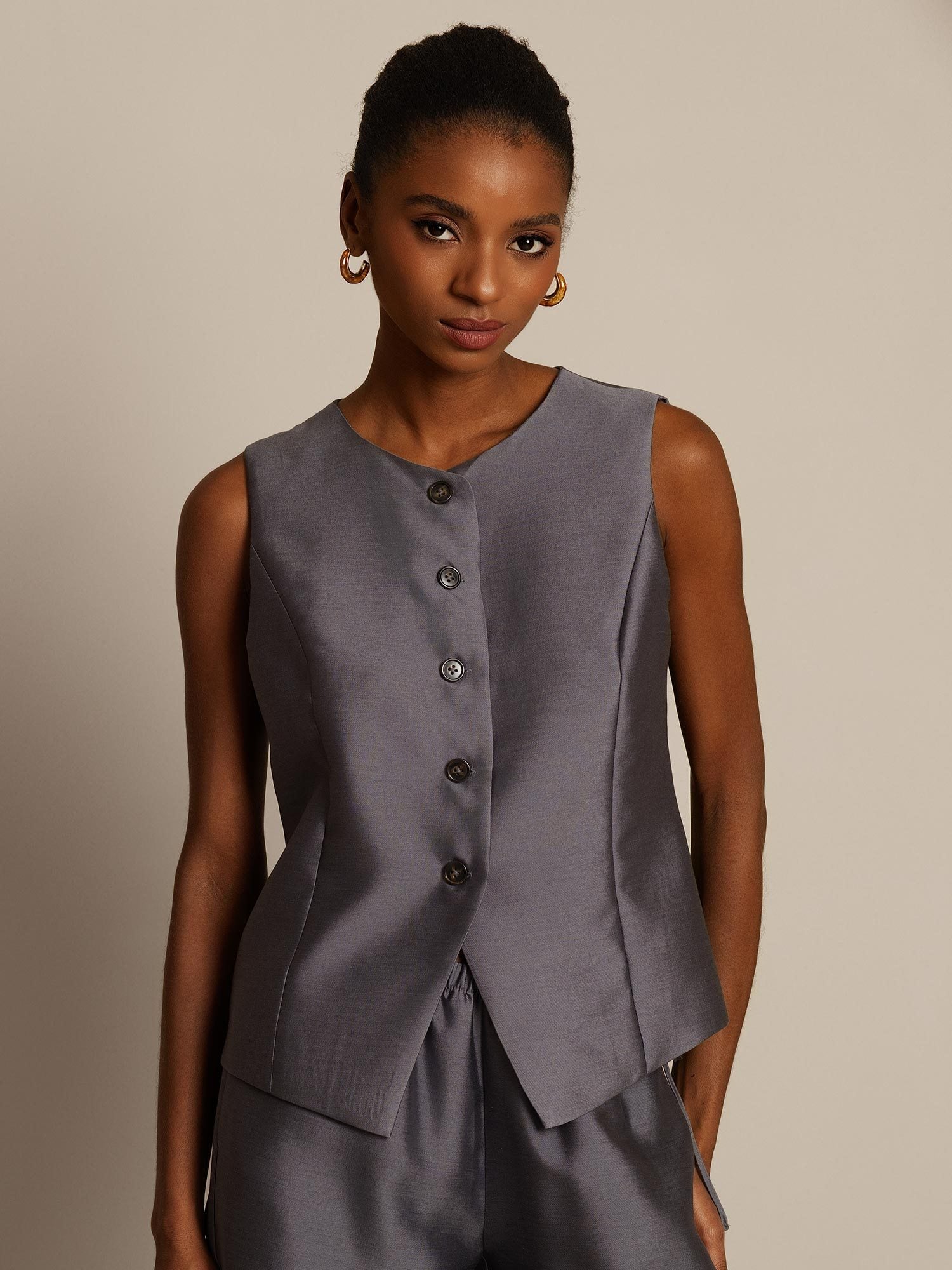 [Grijs] SilkSilky-NL 32Momme Silk-Wool Blend Womens Vest 003