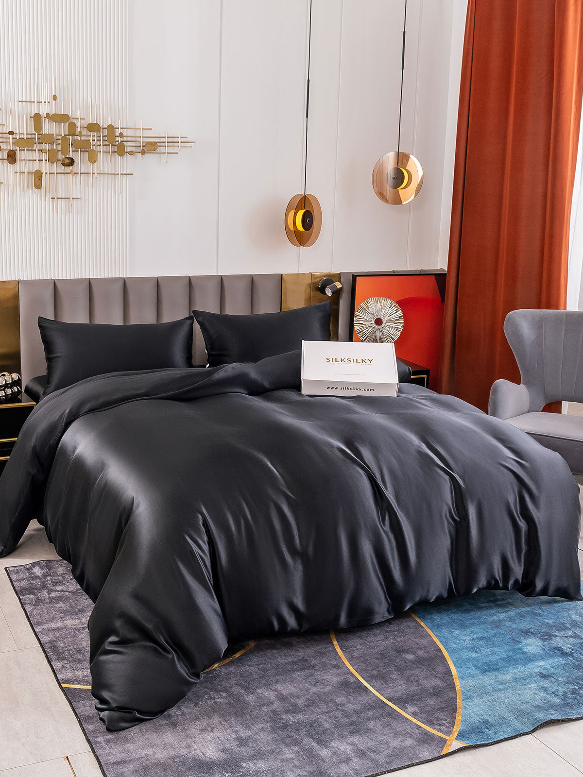 [Zwart] SilkSilky-NL 19Momme Bedding Set 006