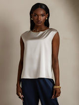 [Lichtgrijs] SilkSilky-NL Cap Sleeve Round Neck Dames T-Shirt 001