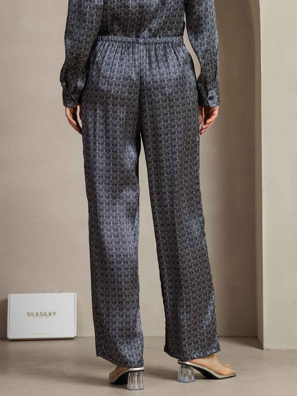 [Marine Ginkgo] SilkSilky-NL 19Momme Zijde Womens Pants 002