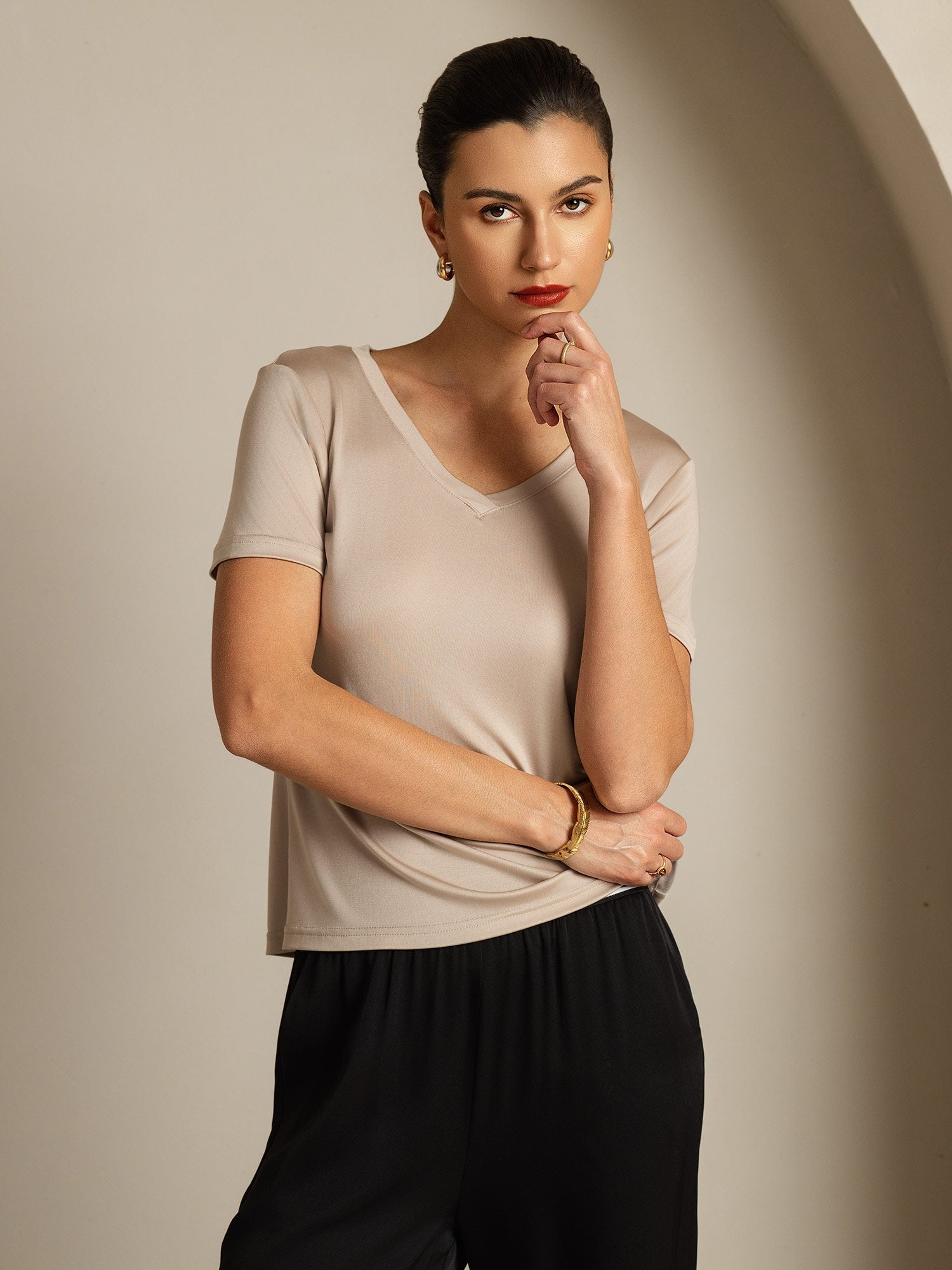 [Lichtkaki] SilkSilky-NL Zijde Womens T-Shirt 007