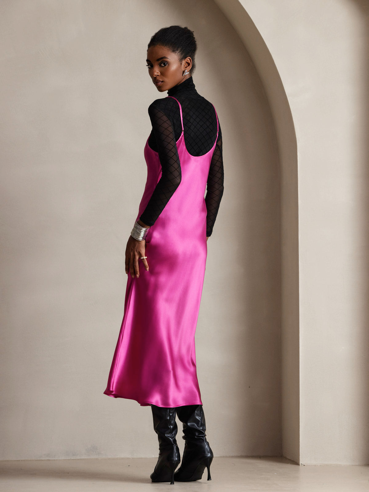 [Rode Roos] SilkSilky-NL Mouwloos Ronde Hals Jurk 002