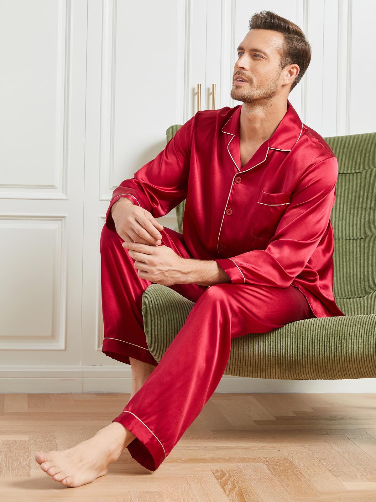 [Rode] SilkSilky-NL 19Momme Mens Pajamas 004
