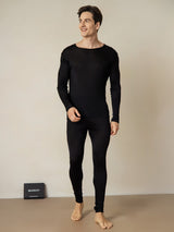 [Zwart] SilkSilky-NL Long Sleeve Round Neck Heren Lange Onderkleding 003